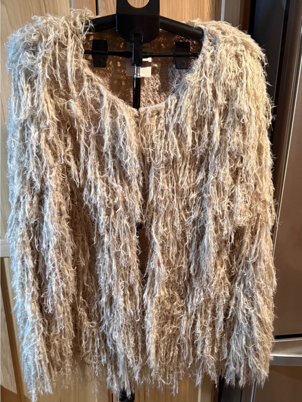 Free People Faithful Shaggy Cardigan Sweater Jacket Natural Cream Sz Large